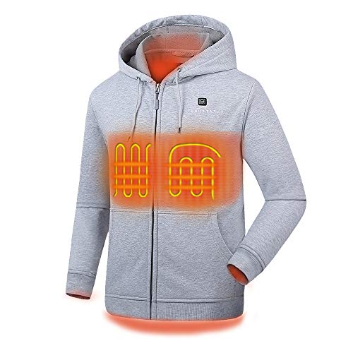 Venustas [2020 Upgrade] Heated Hoodie with Battery Pack (Unisex), Heated Hoodie for Men and Women Grey