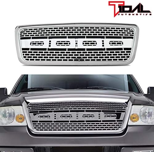 Tidal Front F150 Replacement Grille Upper Full Chrome Grill Fit for 04-08 F-150