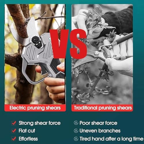 Cordless Electric Pruning Shears with 3-Inch Cutting Diameter, Tree & Branch Trimming Tool, Includes 7.1 Ft Extension Pole & 2 Rechargeable Batteries for Gardening