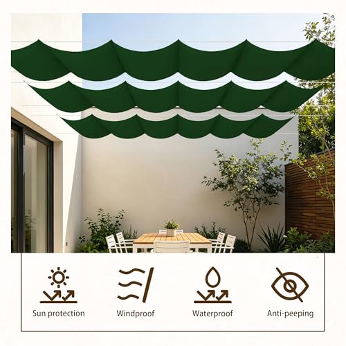 Voile ombrage rétractable vague 150 x 460 cm filet anti UV extérieur