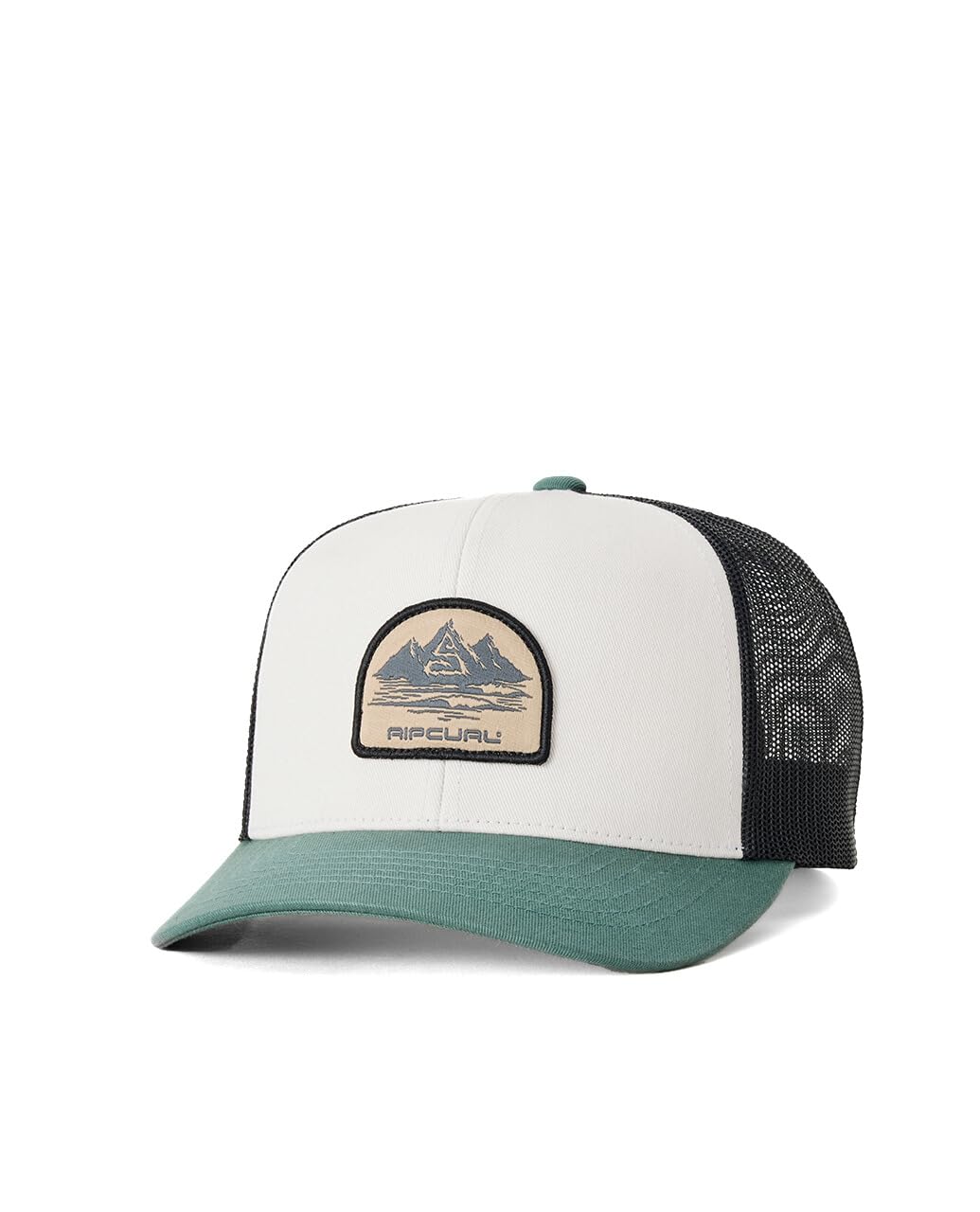Rip Curl Curve Peak, Structured Trucker Hat, Mesh Snapback Baseball Cap for Men, Adjustable, Bone/Aloe 261, One Size