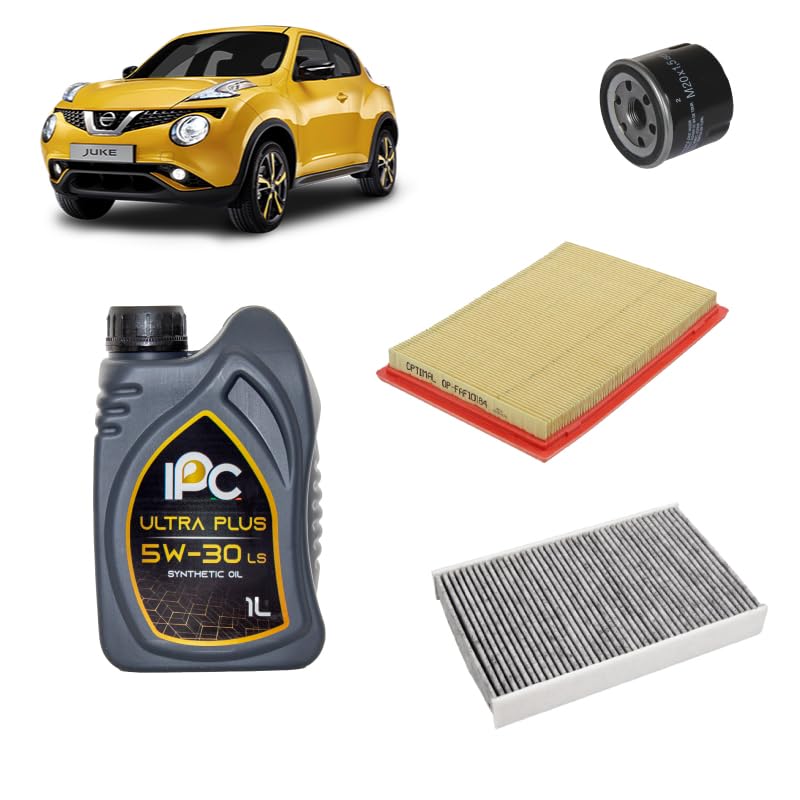 Kit tagliando 3 filtri + 5L olio 5W-30 IPC LS compatibile con Nissan juke i 1.6 DIG-T NISMO 4X4 Benzina 2012 - 2019 Contenuto del kit : Filtro olio , Filtro aria , Filtro abitacolo , Olio motore 5L olio 5W-30 IPC LS . Verificare la compatibilità prima dell'acquisto.