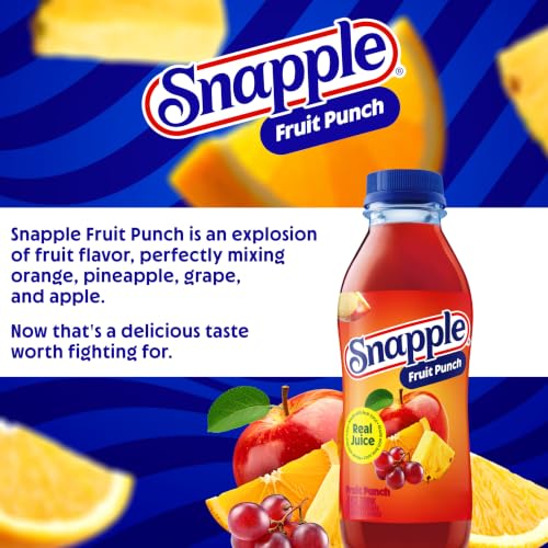 Image of Snapple Fruit Punch Juice Drink, 16 fl oz recycled plastic bottle, Pack of 12