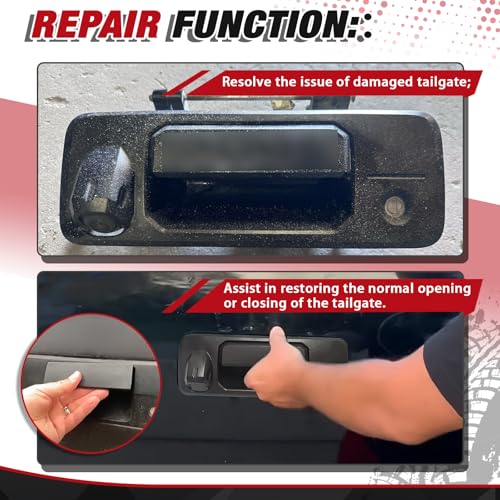 Image of Rear Tailgate Handle w /Backup Camera & Key Hole Comes with RCA Plug for Toyota Tundra 2014-2019 Toyota Tacoma 2016-2020 69090-0C090