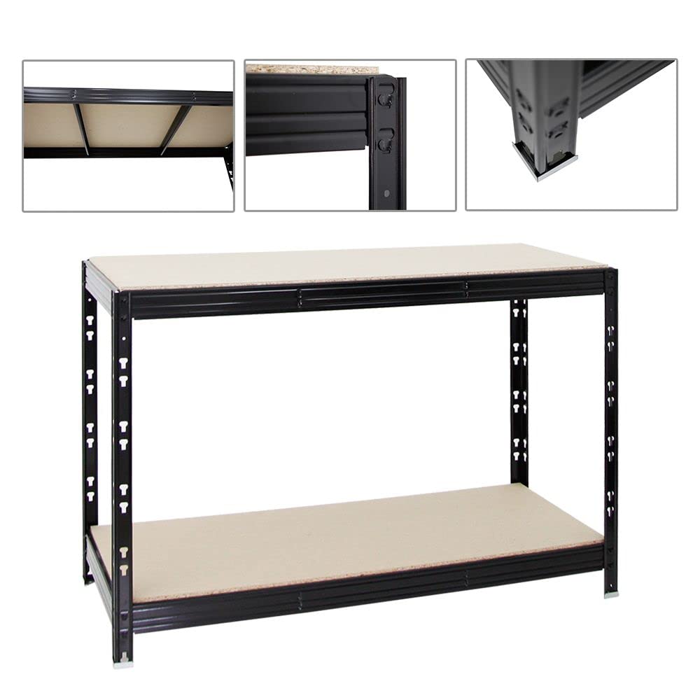 PROREGAL Etabli Tiger réglable en Hauteur | HxLxP 90x140x60cm | Capacité de Charge 600 kg | Noir | Etabli d’Atelier, Table de Travail, Bricolage, logistique