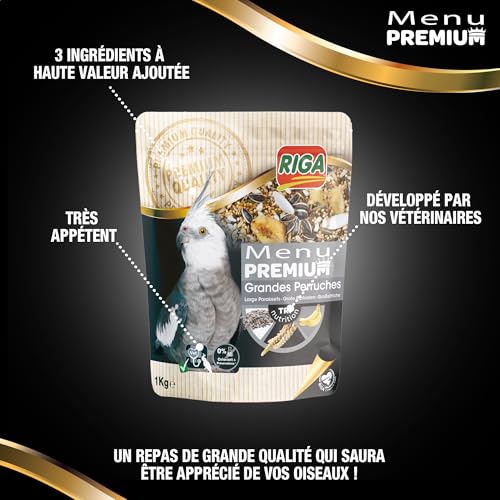 Riga - Menu Premium pour Grandes Perruches - Mélange de Graines, Céréales Et Fruits - Riches en Vitamines Et Minéraux - Élaboré par des Vétérinaires - 1 kg – Image 3