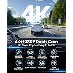 Dash Cam Front and Rear 4K+1080P, WiFi Dash Camera for Cars with App, 1.97 Inches Display Screen Dashcam for Cars Front and Rear, Car Camera with 24/7 Parking Mode, G-Sensor, Loop Recording - Image 2