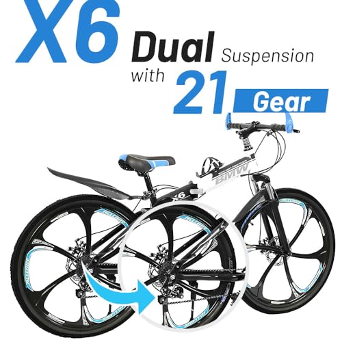 Image of Sunspeed Bicycle - Premium 21-Speed Mountain Bike with Dual Disc Brakes, Hydraulic Suspension, Carbon Steel Frame, and Alloy Rims | Ideal for Adventurous Rides, City Commutes, and Teenagers | Black