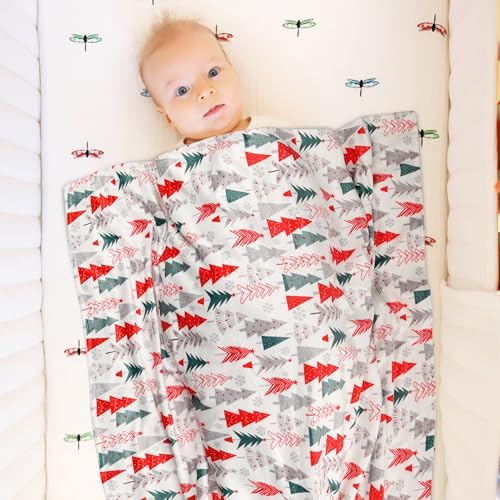Image of Baby Mink Blanket Red Tree Christmas
