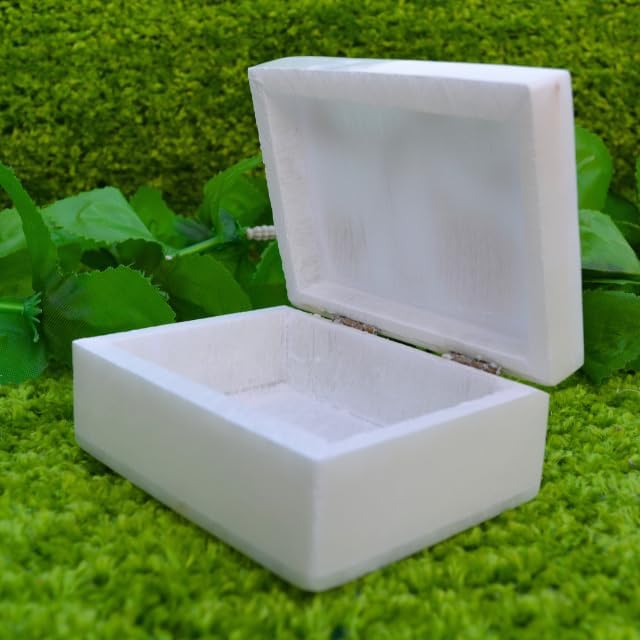 Floral Symmetry Marble Inlay Jewelry Box Gorgeous Handmade Organizer Trinket Box (4 X 3 inch) with Floral Inlay - Shiny Decorative Marble Ring Box Inlay Art Unique Art Great Birthday Gift
