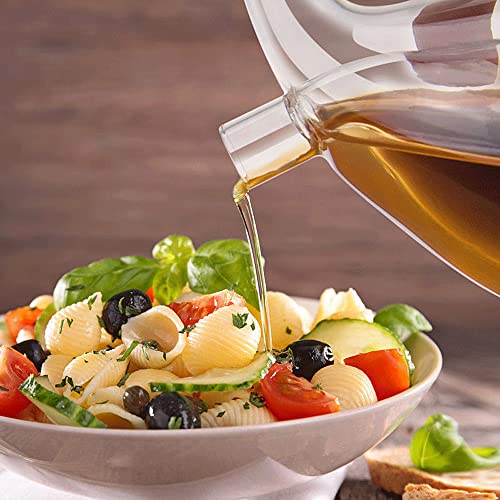 WINAKUI Olive Oil and Vinegar Dispenser Bottles Cruet, Kitchen 2 in 1 Glass Oil and Vinegar Dispenser, Dual Glass Oil Dispensing Container for Kitchen Cooking