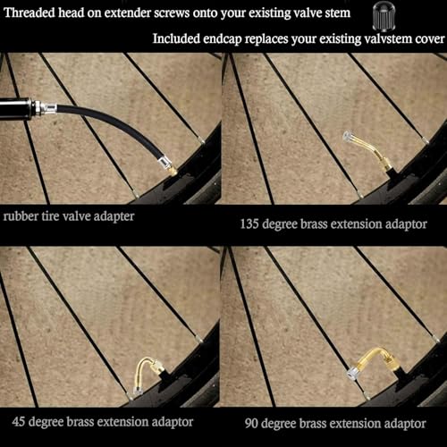 Image of 4PCS Valve Stem Extension, 8.25 Inch Flexible Schrader Valve Stem Extenders | Tire Valve Adaptor Compatible for Motorcycles, Harleys, Stroller, Bicycles and Portable Air Compressor