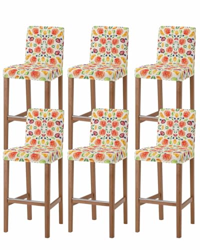 Summer Berries Bar Stool Covers with Backs Farmhouse Vibrant Multicolor