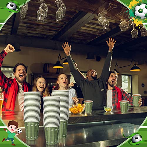 150 Pcs Football Themed Disposable Paper Cups 9 Oz Disposable Cups Green Football Cups Yard Line Paper Cups Football Party Decorations Tailgate Supplies For Sporting Event Birthday Party Family Dinner #TOP4
