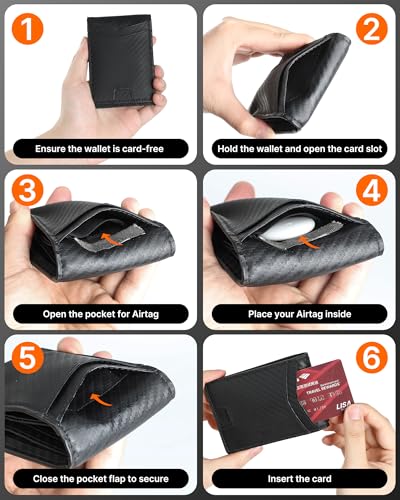 Wallet for Men with Stealth Pocket for AirTag, 3 in 1 Design, Removable ID Window, RFID Blocking, 15 Card Capacity, Slim Carbon Fiber, Bill Divider, Wallet with Gift Box, Hidden Storage for AirTag3