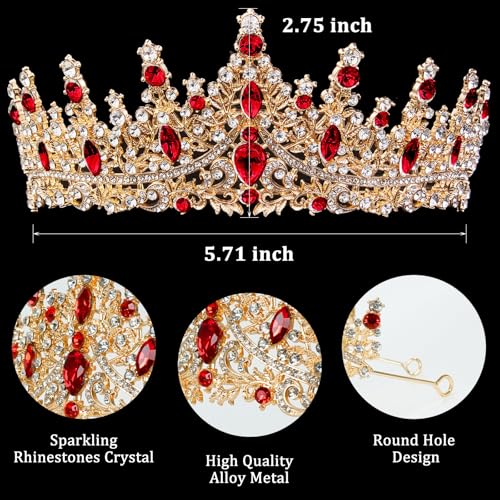 Image of Fesciory Birthday Crown for Women, Gold Plated Crystal Tiara with Sash | Sparkling Princess Queen Tiara, Adult Fit, Birthday, Wedding, Prom, Coming of Age Gifts & Halloween Costume Accessories
