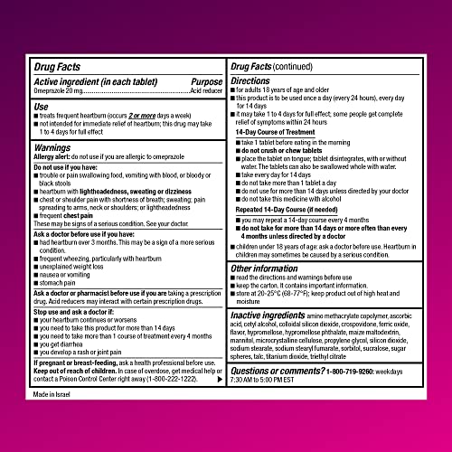 Amazon Basic Care Omeprazole Delayed Release Orally Disintegrating Tablets, 20 Mg, Acid Reducer, Strawberry Flavor, 14 Count #TOP3