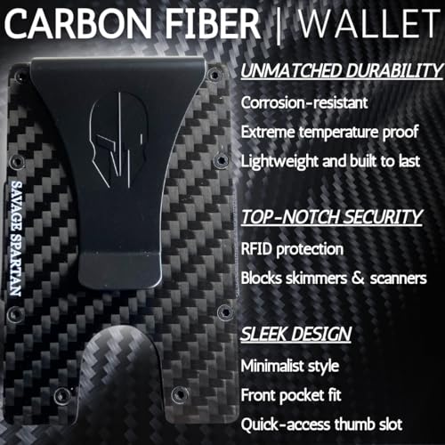 Tactical Carbon Fiber Minimalist Credit Card Holder Slim Military Wallet with Money Clip For Men2