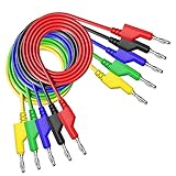 Cleqee 5 Stück 4 mm Bananenstecker Messleitungen Für Multimeter, Stapelbar Kupfer Banane zu Bananenstecker Adapter 1M/3,3ft Kabel weiche Krokodilklemmen für elektrische Prüfungen