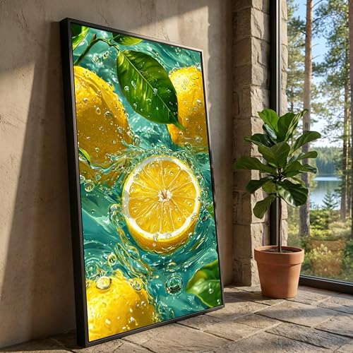 Tableau sur toile Éclaboussures de citron jaune TONGYINLI impression d'art