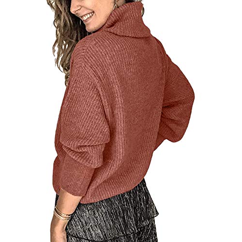 Sovelen Women's Oversized Turtleneck Chunky Pullover Sweaters Cowl Neck Long Sleeve Winter Slouchy Loose Knit Sweaters Red #TOP3