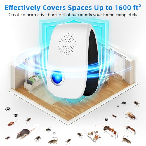 Image of Upgraded Ultrasonic Repellent, Indoor Pest Repellent, Electronic Plug in Pest Control for Roach, Ant, Rodent, Mouse, Bugs, Mosquito, Spider Repellent for House, Garage, Warehouse (12 Packs)