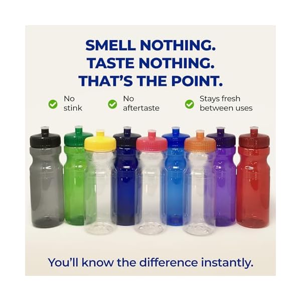 Rolling Sands USA Made 24 Ounce Sports Water Bottles - 100 Pack BPA-Free Blank Plastic Bottles for Group Use, Fitness Classes & Events - Translucent Clear Bottle/Rainbow Lid - Image 5