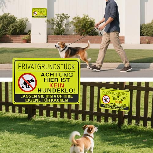 FLEXNOVA 20×30cm Kein Hundeklo Schild Hunde Kacken Verboten, Schild Kein Hundeklo Metall Privatgrundstück Alu Hundeschild Verbotsschilder Selbstklebend Verbot Hundekot Hundehaufen Hundekacke