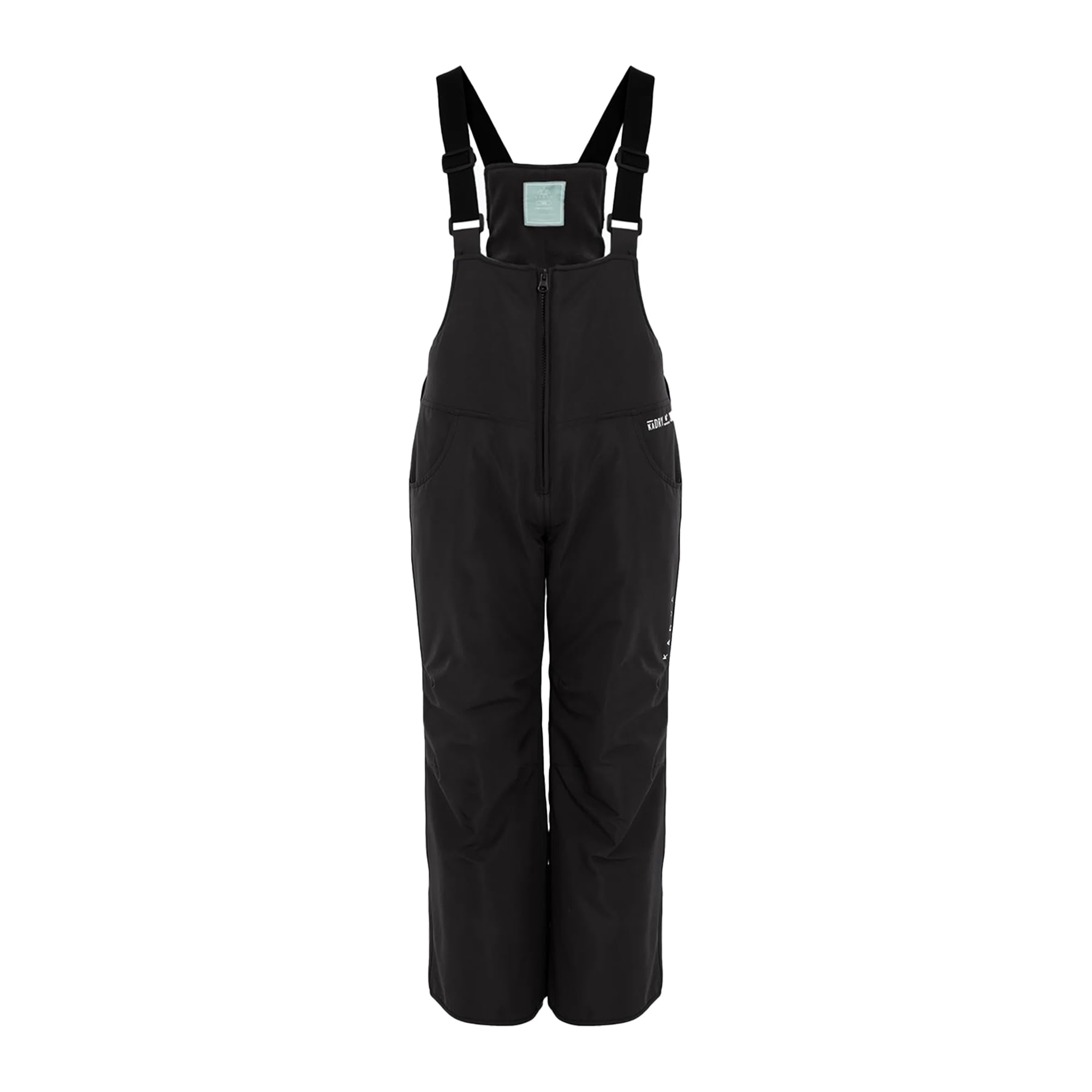 KADVA Skihose für Kinder SKIRO Pants JR in Schwarz Größe 110 cm Wasser- und Winddicht mit offenen Taschen und Hosenträgern Ausgestattet mit reflektierenden Elementen und Logo