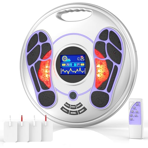 Circulation Blood Booster for Feet and Legs, EMS &TENS Foot Circulation Stimulator Machine for Neuropathy and Pain Relief, Upgraded Foot Massagers for Pain and Circulation (Purple)