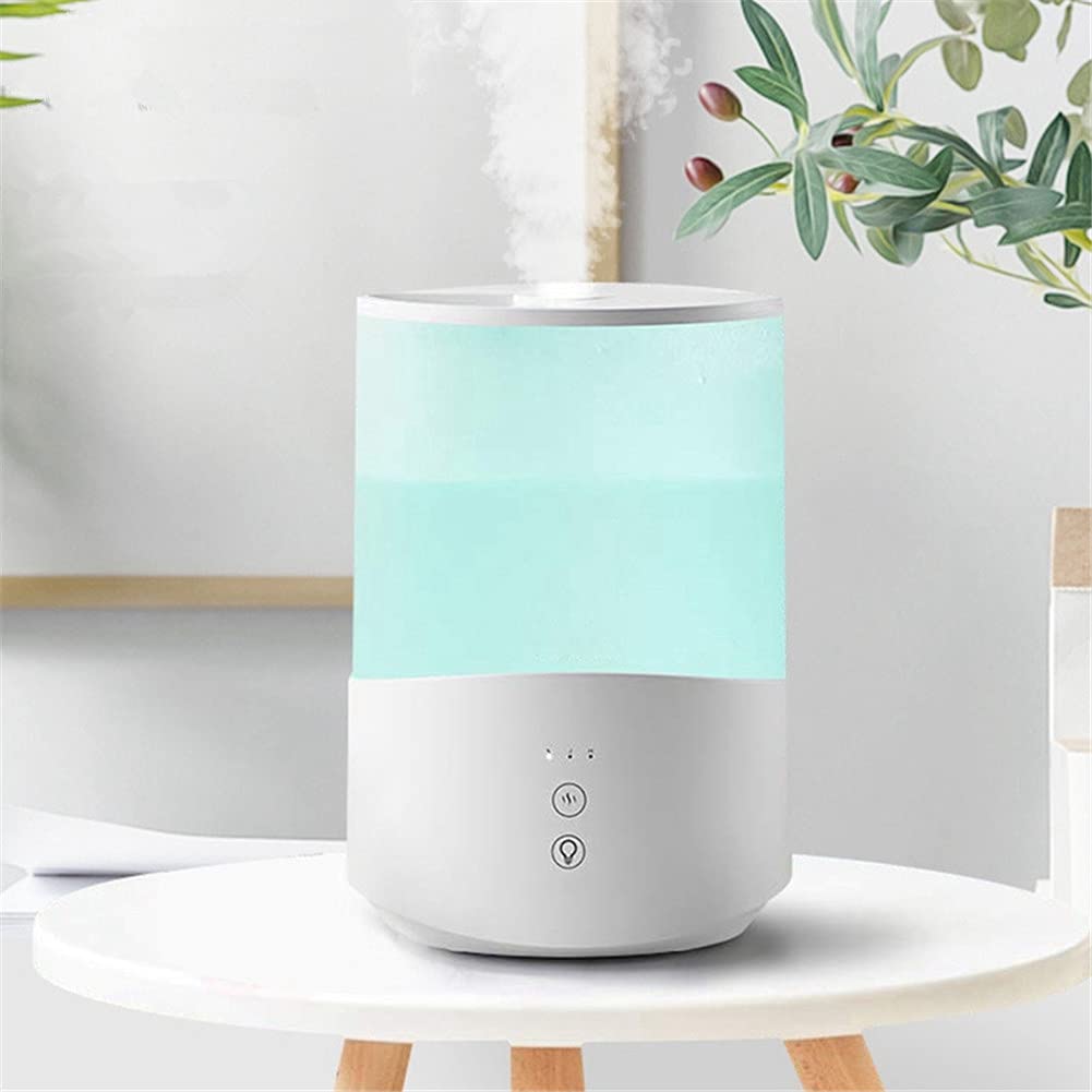 Nawilżacz do sypialni 2,5 l, 7-kolorowa lampka nocna nawilżacz zimnej mgły, nawilżacz powietrza dla niemowląt, 24 dB, odpowiedni dla dzieci z trybem snu, automatyczne wyłączanie amerykańska wtyczka, biała (biała)