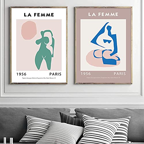 Toile femme ligne abstrait pour décorer un salon moderne affiche boho chic 60x90cm