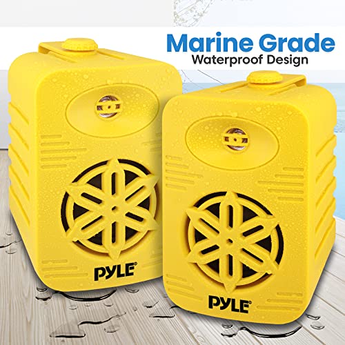 Image of PyleUsa Indoor Outdoor Speakers Pair-500 Watt Dual Waterproof 5.25 inch 2-Way Full Range Speaker System w / 1 /2 inchHigh Compliance Polymer Tweeter in-Home,Boat, Marine,Deck,Patio,Poolside (Yellow) - PDWR55YL