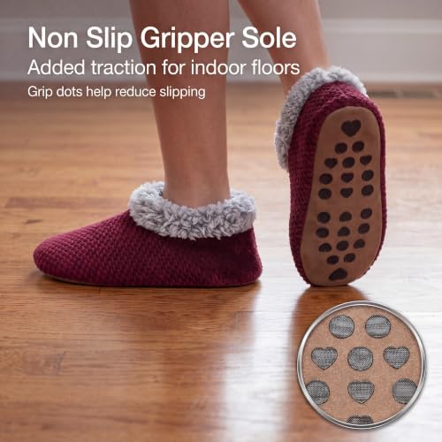 Image of The Metluks Womens Slippers Indoor Soft Sole Slipper Socks | Fuzzy sherpa lining, warm winter comfort, non slip grippers, flexible feel, washable, cozy home wear