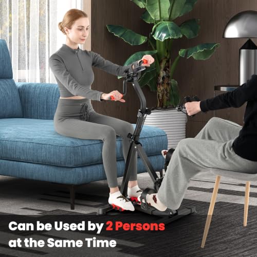 Image of GYMAX Pedal Exercise Bike for Seniors, Hand Arm Leg and Knee Fitness Machine with Massage, LCD Monitor, Adjustable Height and Length for Total Body, Home Exercise Equipment for Elderly