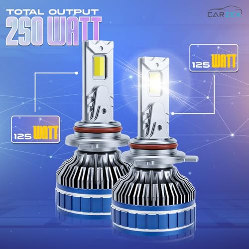 Image of Carzex AI Smart App Controlled 9012 LED Projector Headlight Bulbs 250W /18,000 LM, 6500K Cool White, Super Bright LED for Grand Vitara /Hyryder, Baleno /Glanza, New Dzire Models (2pc)