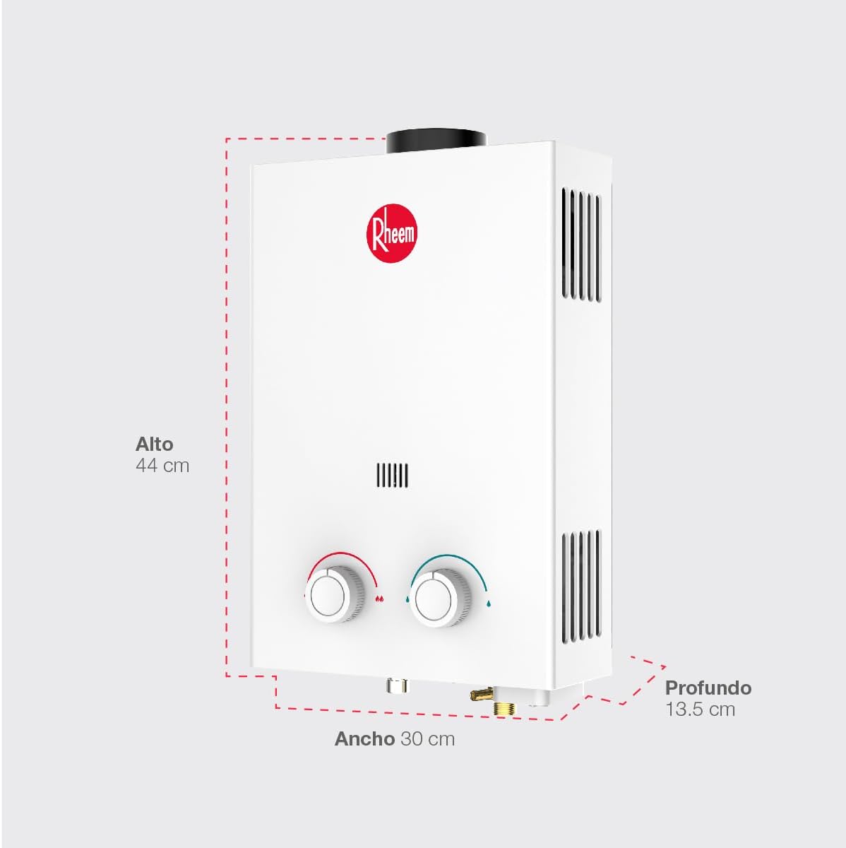 Rheem Instant Water Heater dimensions: Height 44cm, Width 30cm, Depth 13.5cm