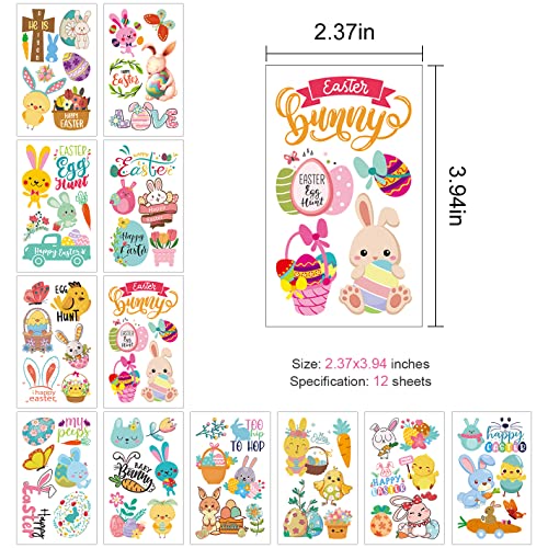 66 Pieces Easter Tattoos For Kids, 12 Sheets Colorful Bunny Egg Chicken Spring Flowers Butterfly Stickers For Easter Egg Filler, Easter Basket Stuffers, Goodie Bag Fillers, Classroom Rewards #TOP3
