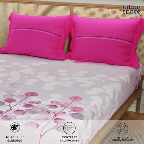 Image of Urban Space Divine 100% Cotton Bedsheets for Double Bed with 2 Pillow Covers, Double Bedsheet (Size 90 inch x 100 inch, Mars Purple)