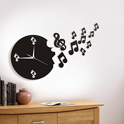 Montre murale art musique au design moderne et épuré pour décoration de chambre d'artiste
