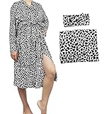 Robe de maternité avec couverture d'emmaillotage, chemise de nuit pour maman, hôpital, travail de livraison (avec boîte cadeau), A18-black and white, Large