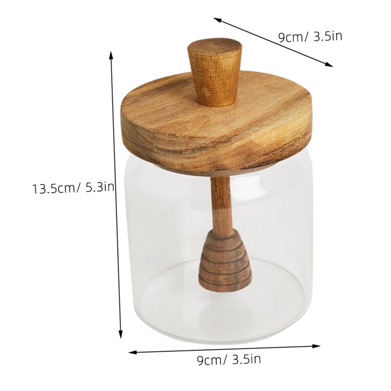 GRIRIW Airtight Glass Honey Jar with Lid Dipper Clear Storage Container for Honey Syrup Sugar and Salt Kitchen Accessory Housewarming Present