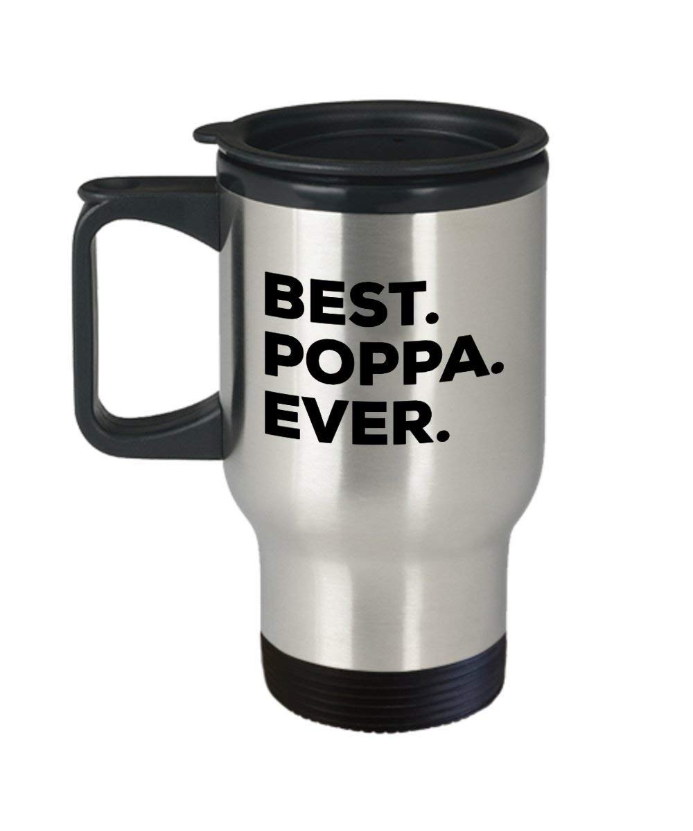 SpreadPassion Poppa Travel Mug - Best Poppa Ever - Gifts From Baby Kids Adults Grandchildren Grand kids