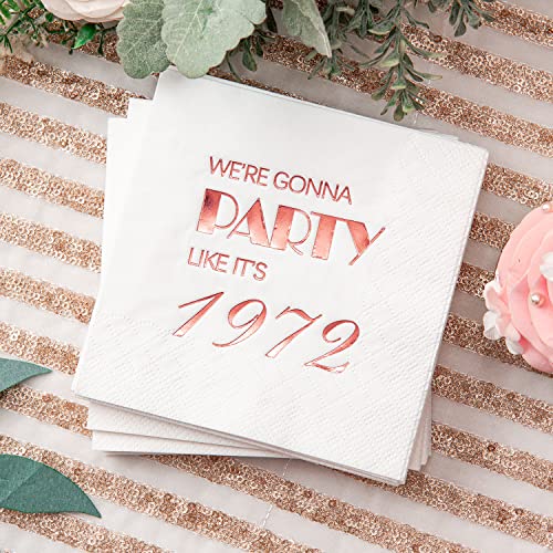 Crisky NPK038-1970GONNAPARTY-ROSEGOLD-50 50Th Birthday Cocktail Napkins Rose Gold thumb #1