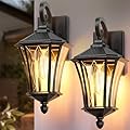 YSN 16'' Large Outdoor Wall Lights 2 Packs, Black Exterior Lighting Fixture Outdoor Sconce Lights, Waterproof Outside Lights for House with E26 Socket, Outdoor Lanterns for Porch, Garage, Farmhouse