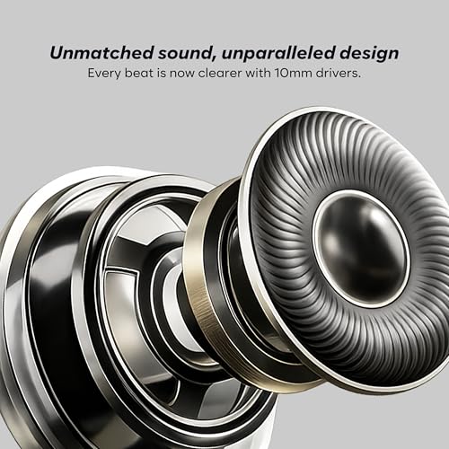 Image of True Wireless Earbuds with 45H Playtime, 10mm Deep Bass Drivers, Bluetooth 5.4, Low Latency, Ergonomic Natural Fit, and Type-C Fast Charging (White)