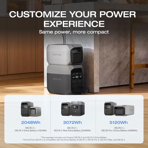 Image of EF ECOFLOW Portable Power Station DELTA 3 with Extra Battery, 2048Wh 1800W