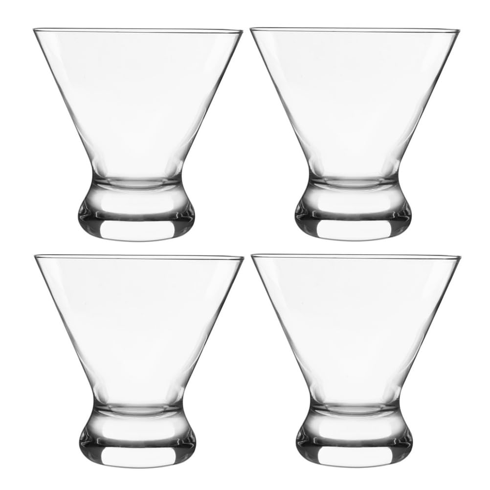 Bafnsiji 4PCS Clear Glass Dessert Cups, Stemless Martini Glasses for Ice Cream, Parfait & Pudding