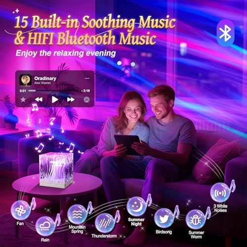 Image of Mubarek Northern Lights for Bedroom,15 White Noise + Bluetooth Galaxy Light Projector,RGB Multi-Color Lamps for Night Stands Home Decor Living Room Night Light for Kids Christmas Gifts for Teen Girls