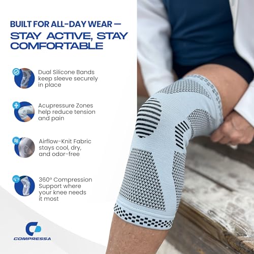Image of Compressa Knee Sleeve for Women & Men (3-Pack Small) - Non-Slip Compression Support for Joint Pain, Muscle Recovery, Arthritis, and Injury Relief
